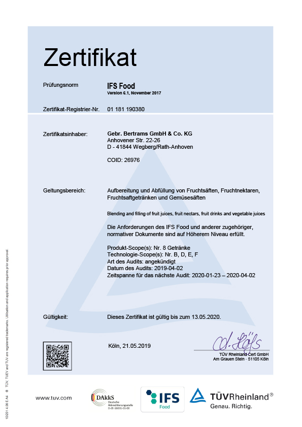 IFS Zertifikat 2019 deutsch